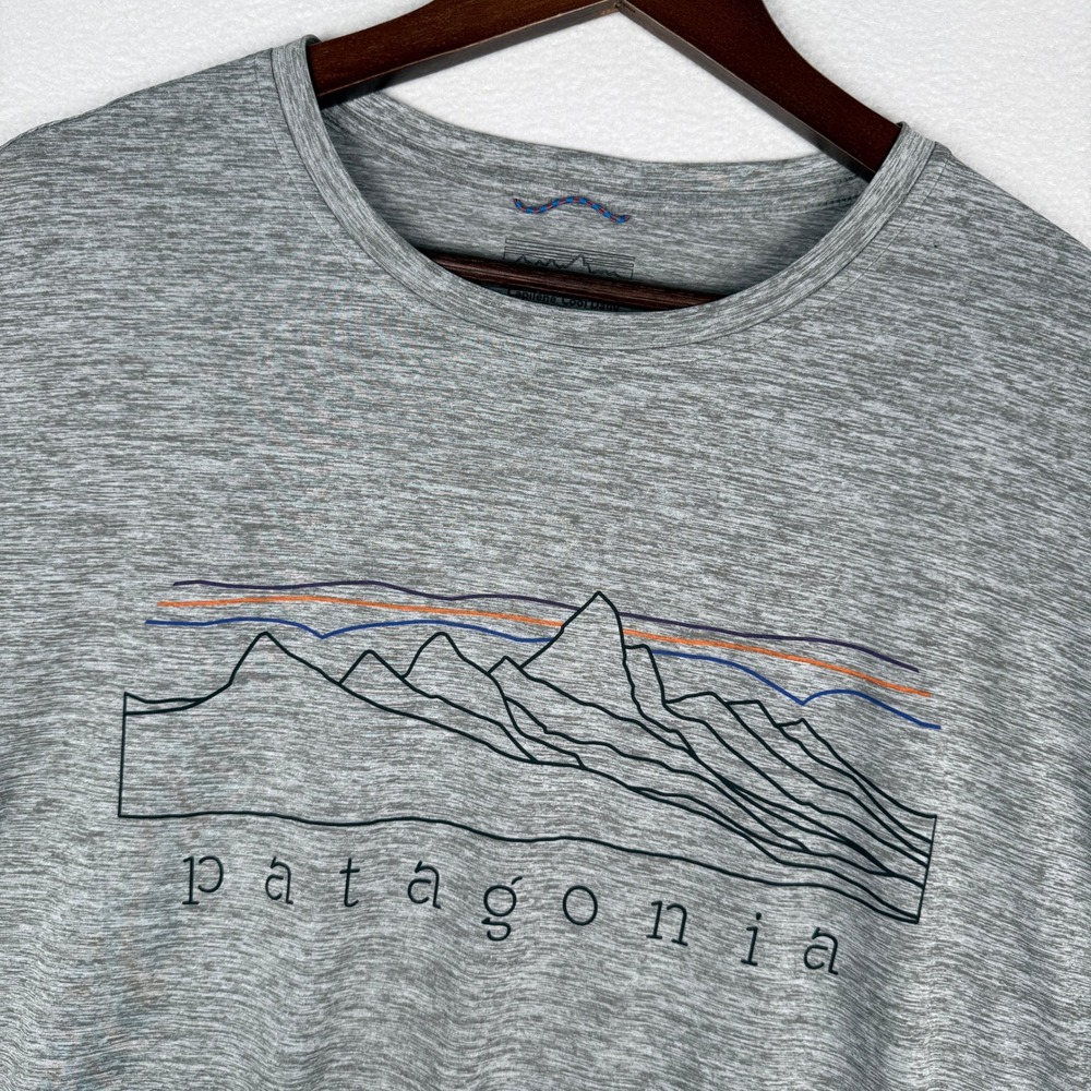 Patagonia Capilene Cool Daily Shirt Mens XXL Gray Graphic Mountain Short Sleeve